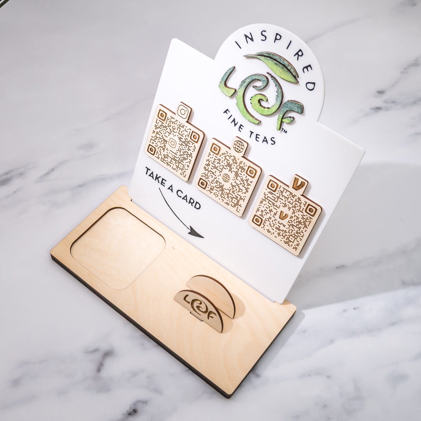 QR Code Display Stand: Wood + Acrylic