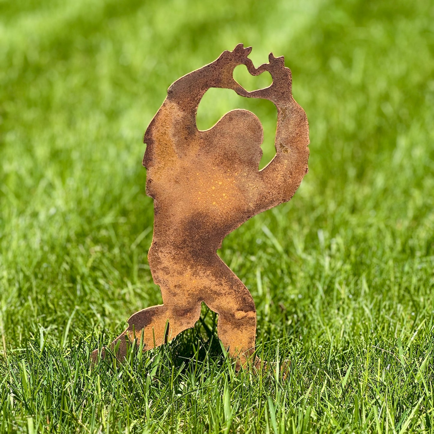 Sasquatch Bigfoot with Heart Hands Garden Art