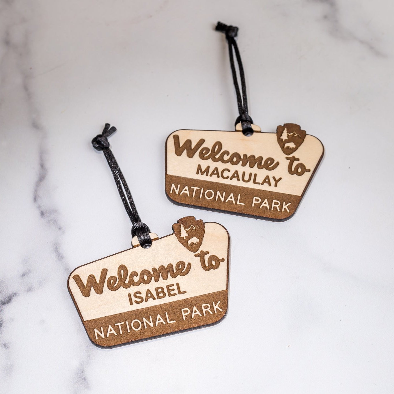 Custom Wood Ornaments: National Park Name Sign