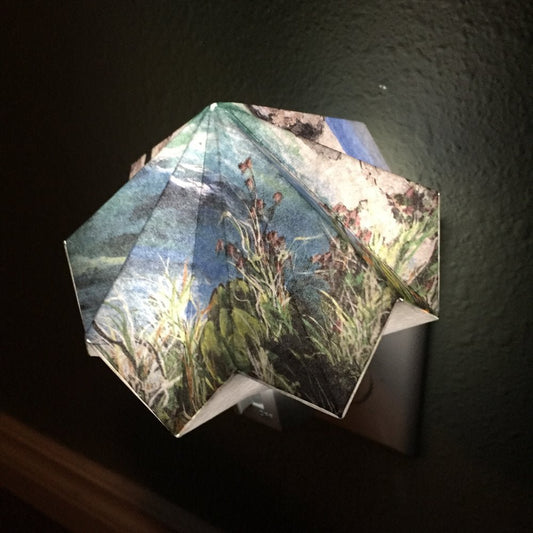 Origami Night Light: Bandon Beach By Artist Janice Smith in collaboration with LeeMo Designs