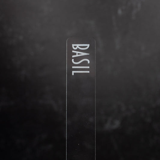 Herb Garden Marker Laser Cut Clear Acrylic Basil Modern Font by LeeMo Designs in Bend, OR