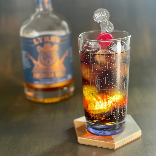 Cocktail Picks - Cursing caterpillars Set of 4 - frosted laser cut acrylic in lyre's whiskey coke - by LeeMo Designs in Bend, Oregon