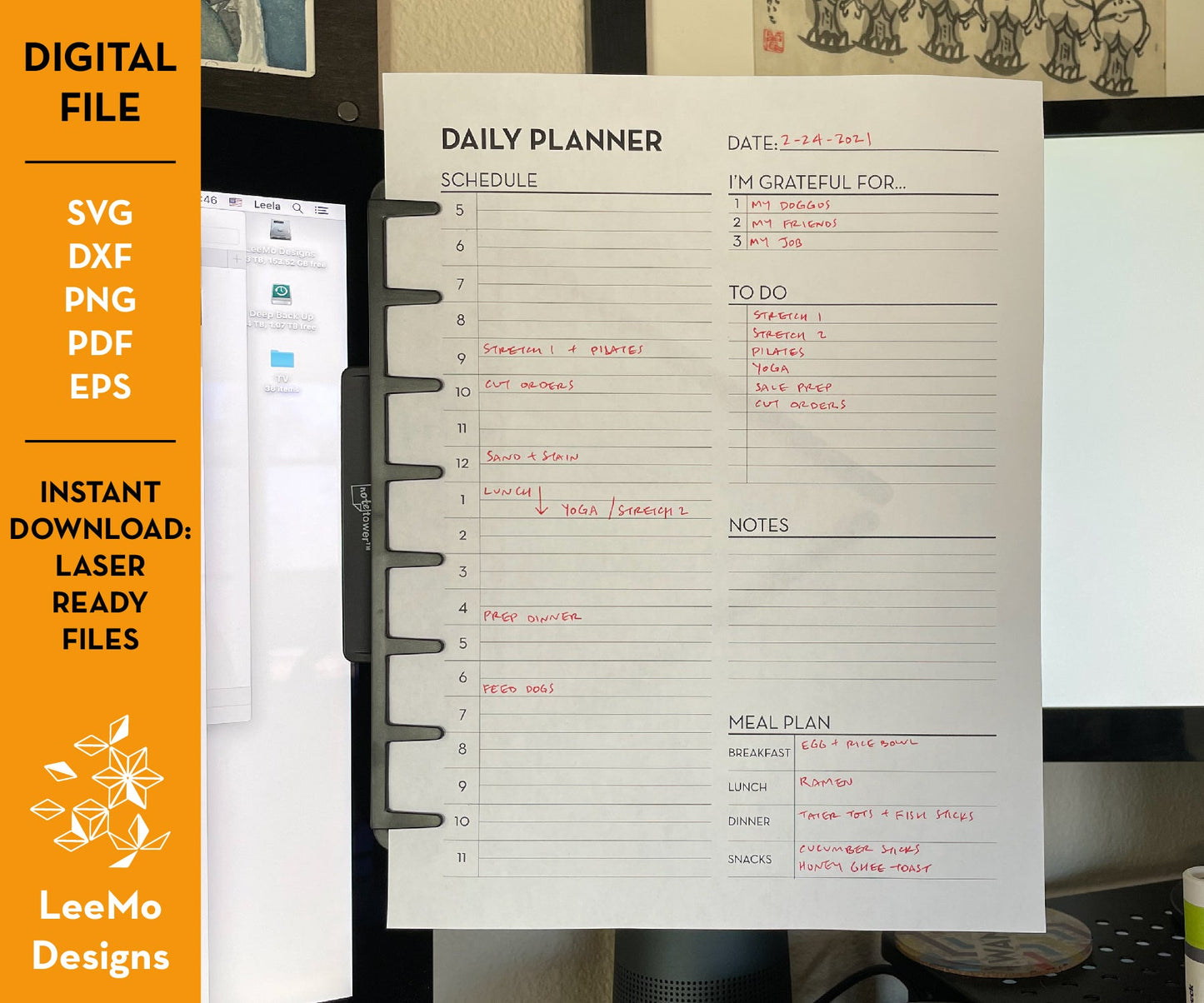 Digital Download: Printable Daily Planner - LeeMo Designs