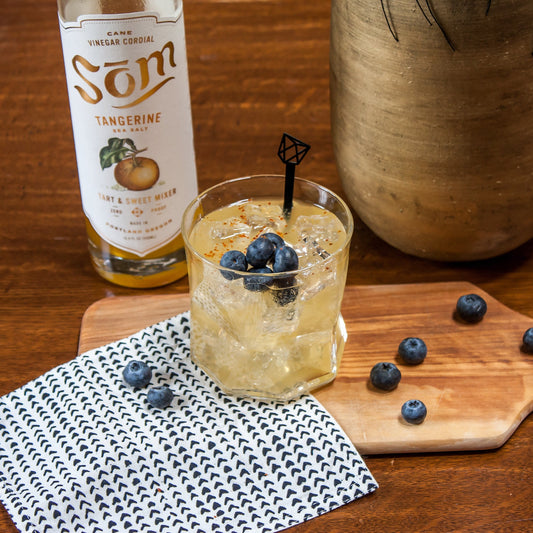 Stir Sticks - Geometric - back in som tangerine mocktail - laser cut by LeeMo Designs in Bend, Oregon