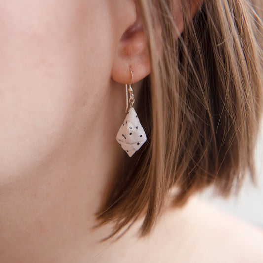 Origami Diamond Paper Earrings - Polka Dot - By LeeMo Designs in Bend, Oregon