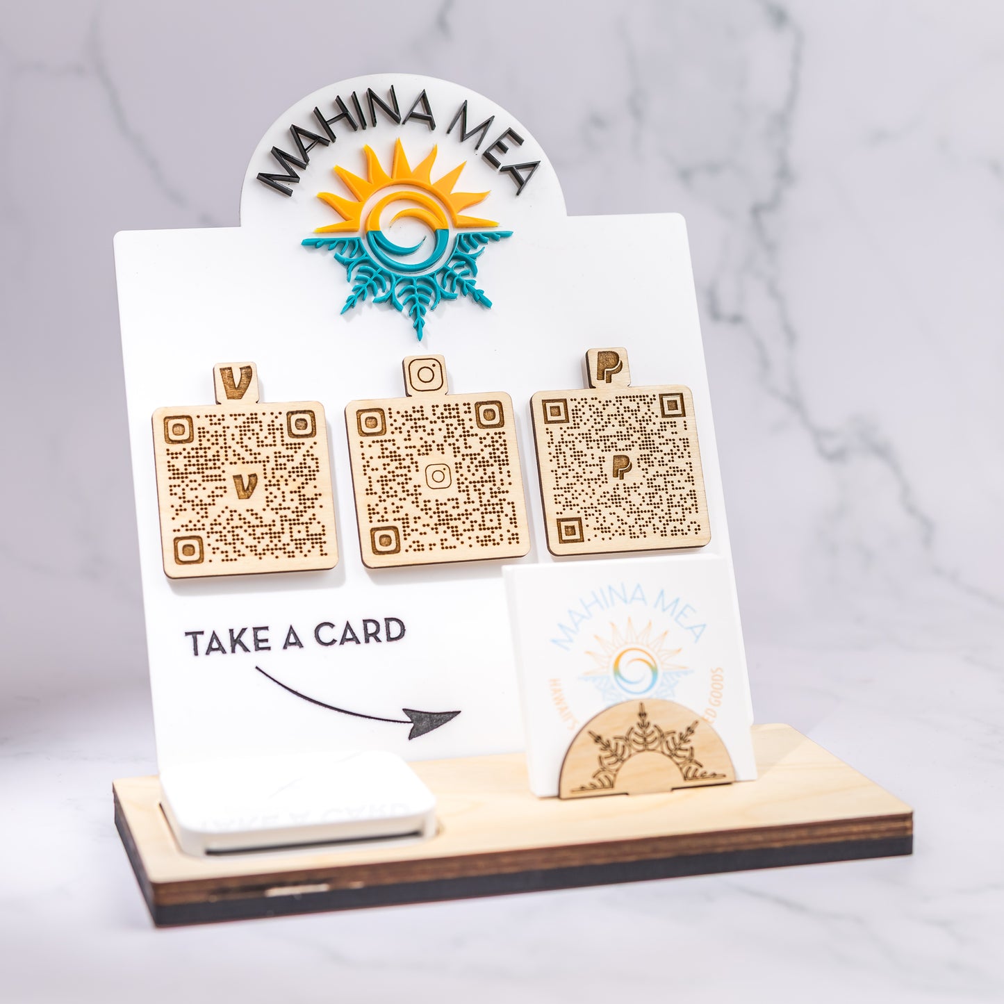 QR Code Display Stand: Wood + Acrylic