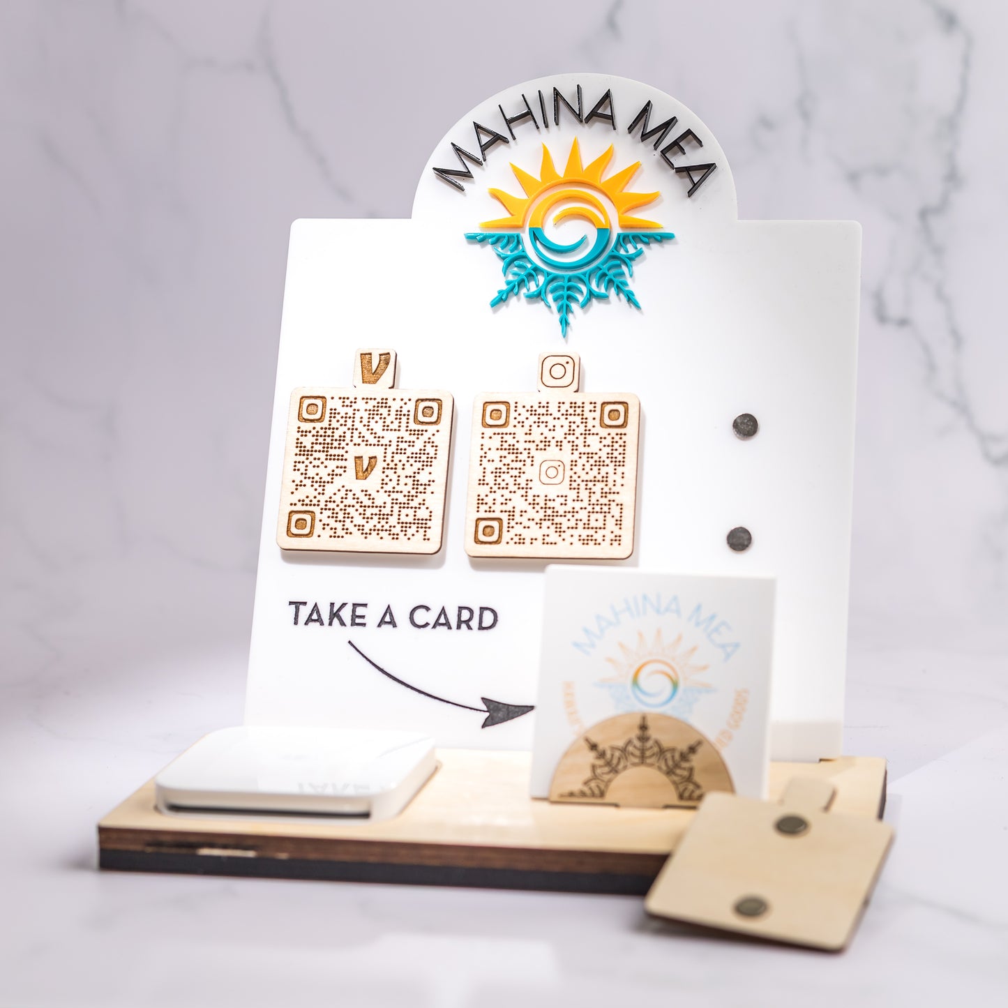 QR Code Display Stand: Wood + Acrylic