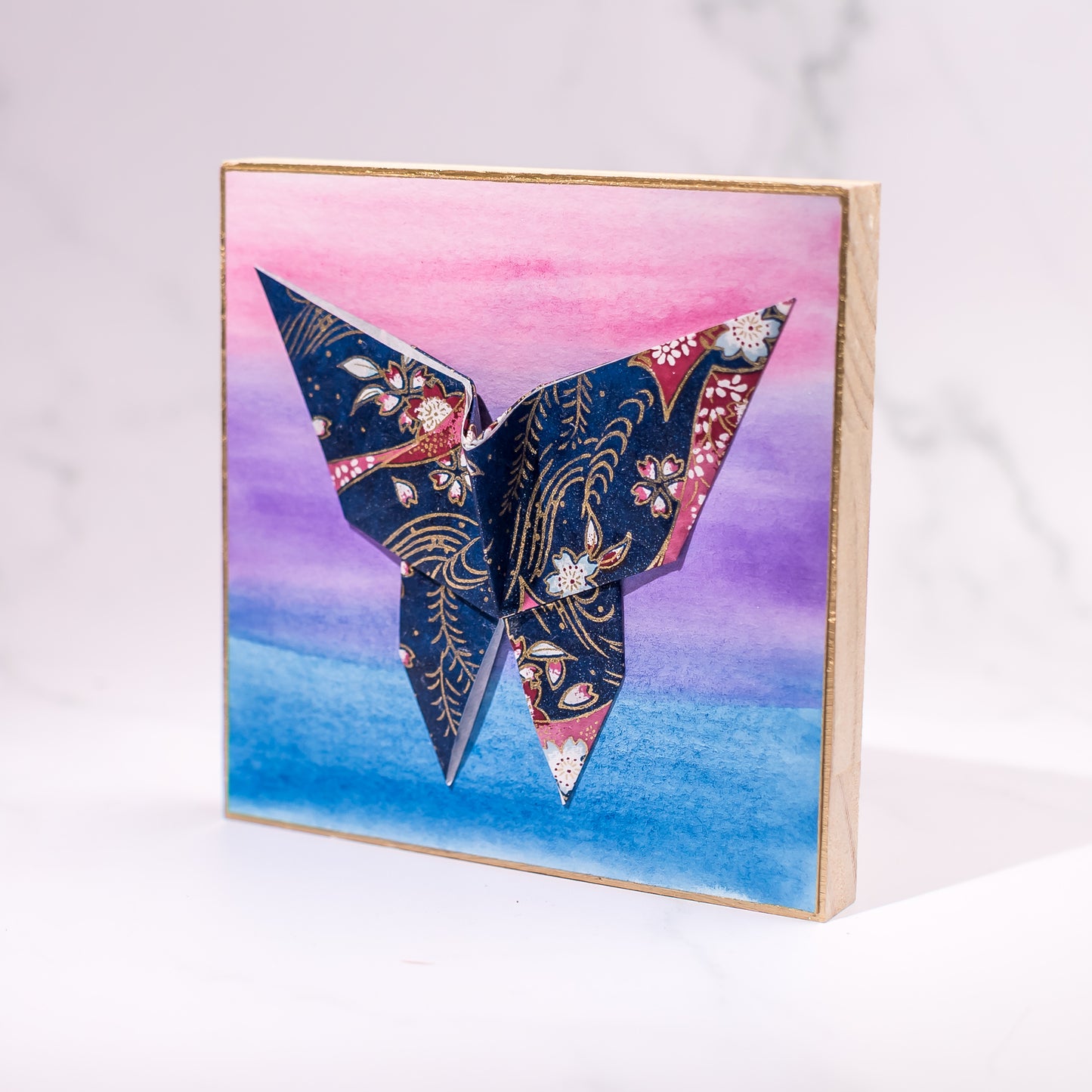 Watercolor Art: Sunset Origami Butterfly