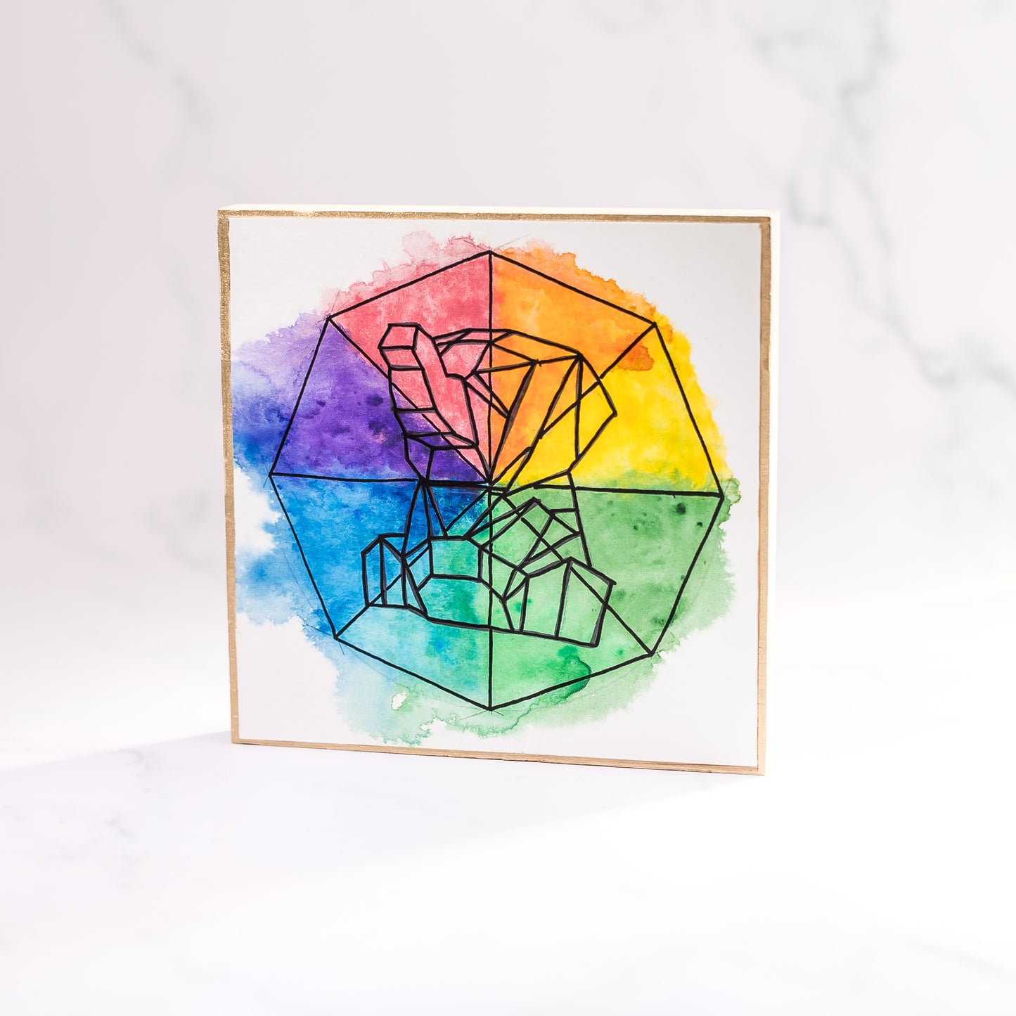 Watercolor Art: Geometric Elephant