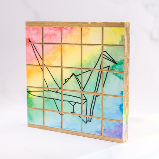 Watercolor Art: Pixelated Rainbow Crane
