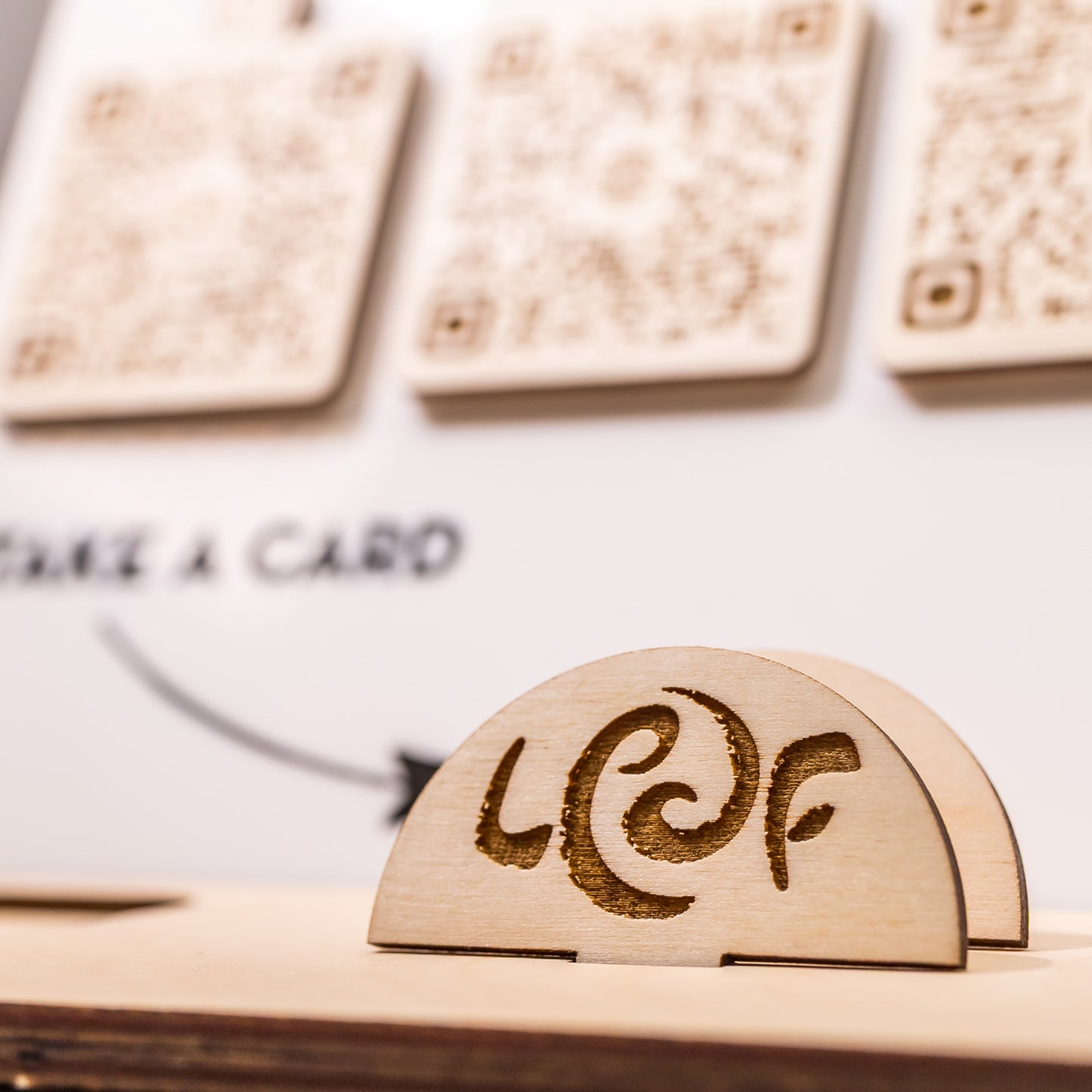 QR Code Display Stand: Wood + Acrylic