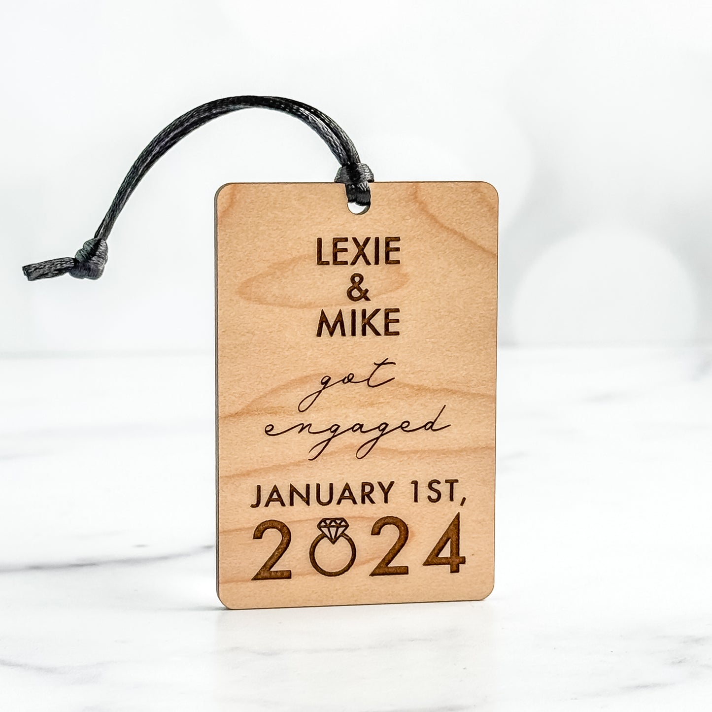 Custom Wood Ornaments: Engaged