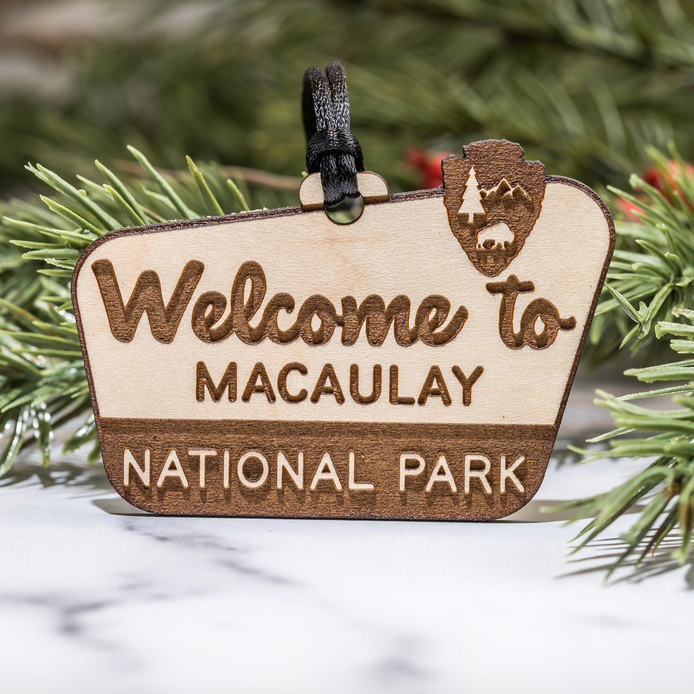 Custom Wood Ornaments: National Park Name Sign