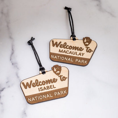 Custom Wood Ornaments: National Park Name Sign