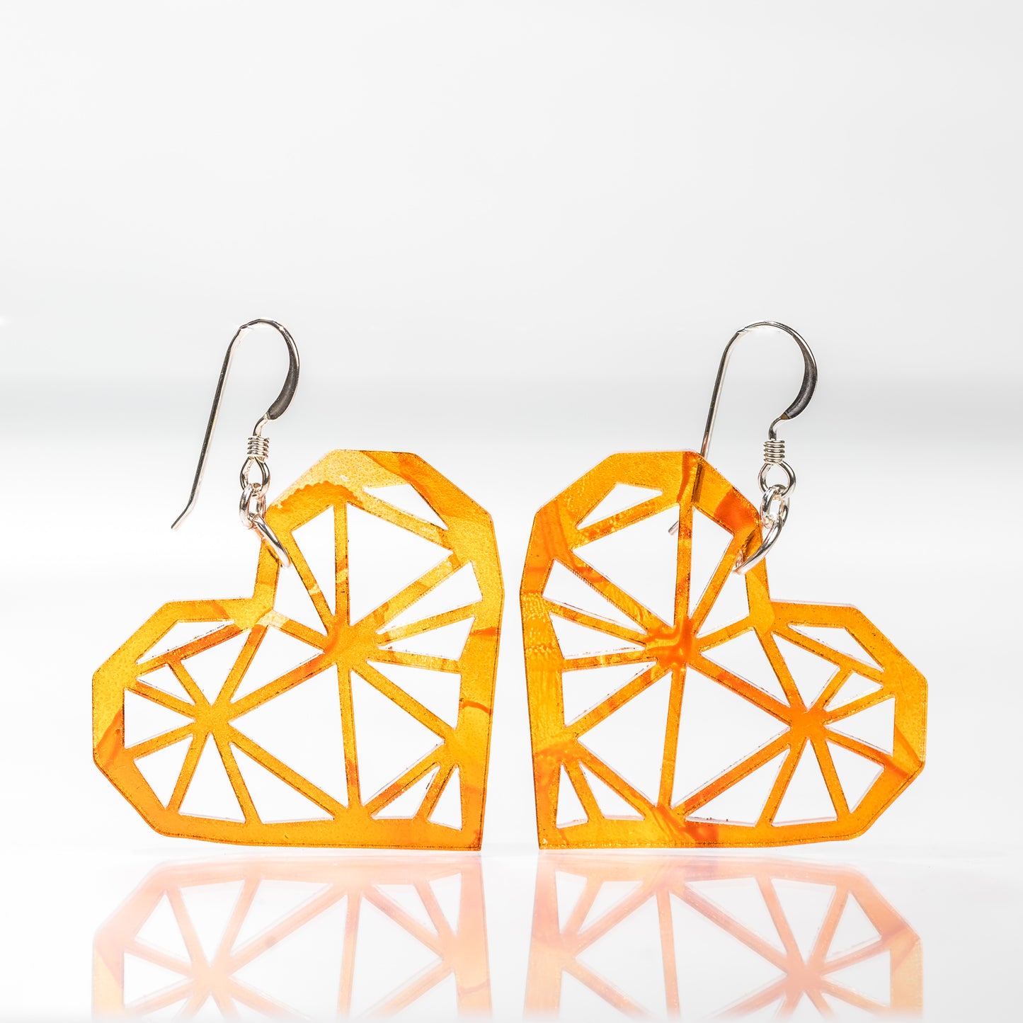 Acrylic Earrings - Alcohol Ink Geometric Heart