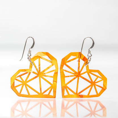 Acrylic Earrings - Alcohol Ink Geometric Heart