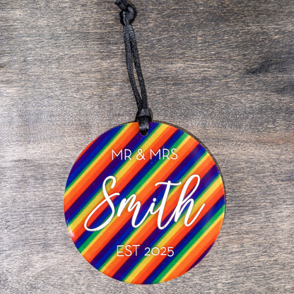 Custom Acrylic Ornaments: Rainbow Mr and Mrs