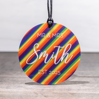 Custom Acrylic Ornaments: Rainbow Mr and Mrs