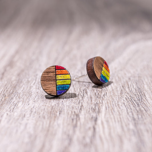 Stud Earrings - Rainbow (Circle / Hexagon)