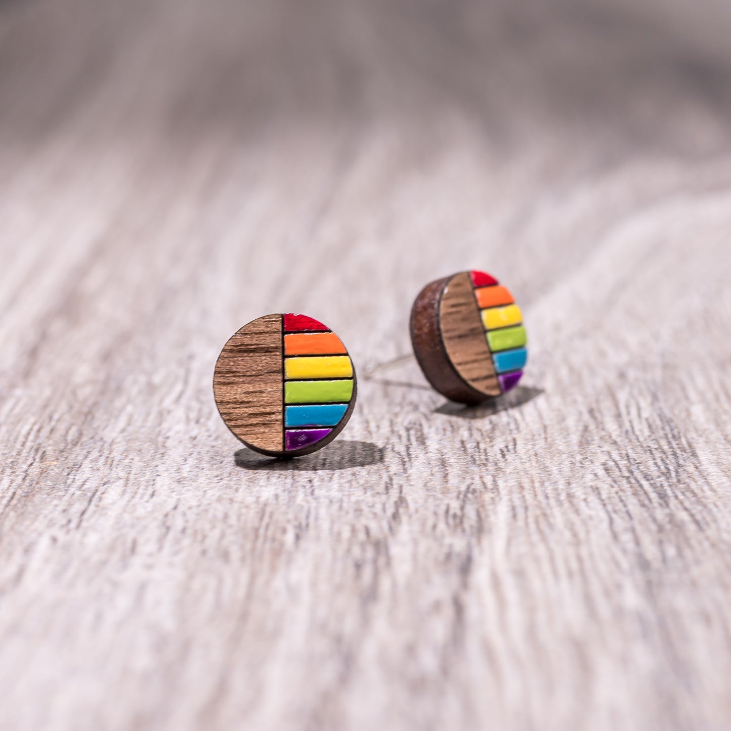 Stud Earrings - Rainbow (Circle / Hexagon)