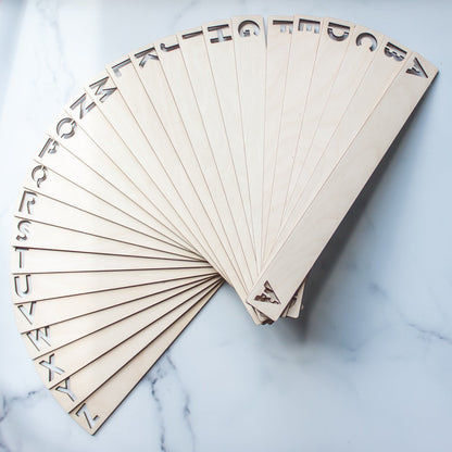 Vinyl Record Dividers - Laser Cut Wood - A-Z cut out letters by LeeMo Designs in Bend, Oregon