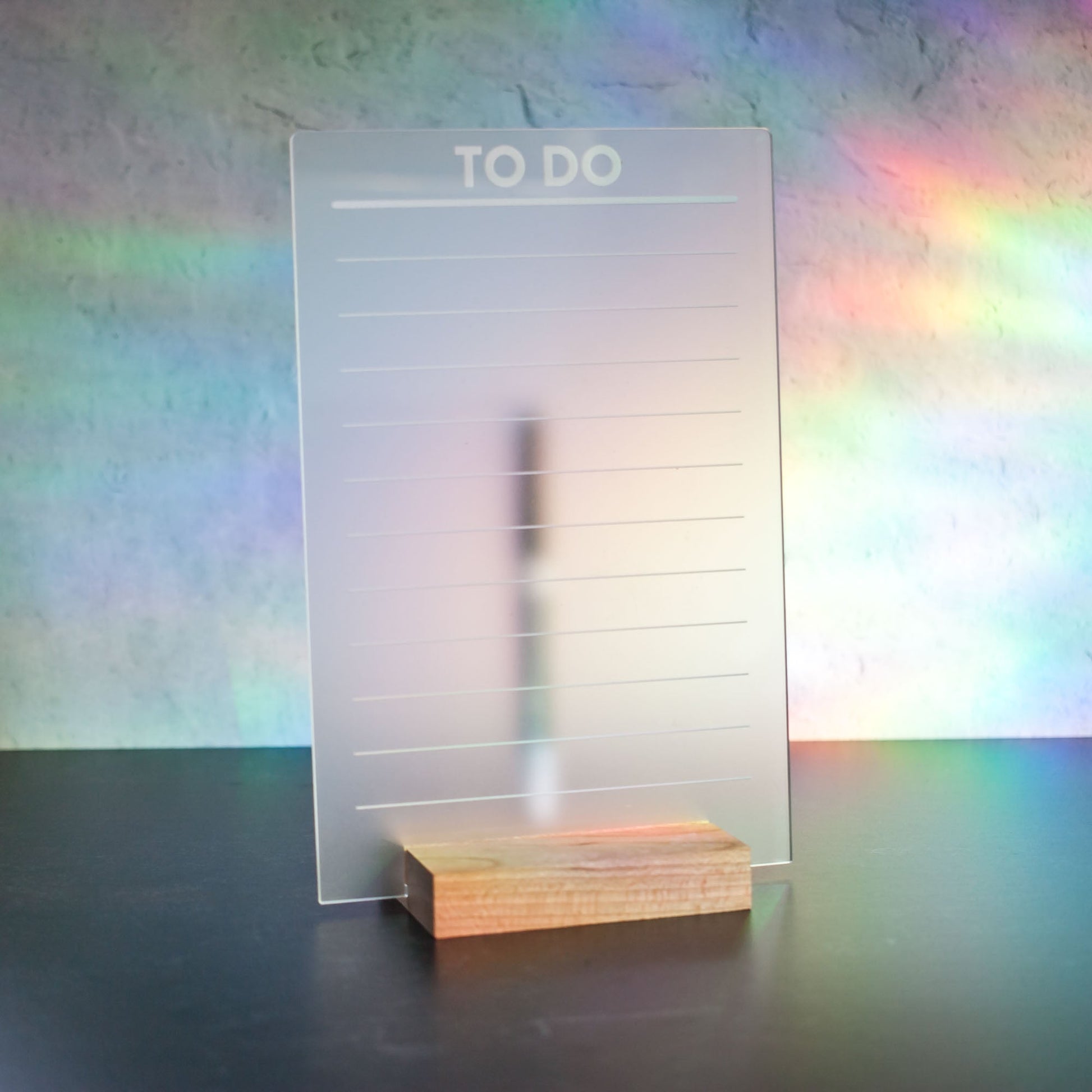 Acrylic Dry Erase To-Do List with wood stand- LeeMo Designs