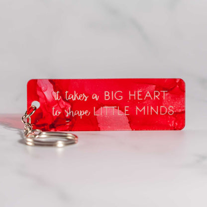 Alcohol Ink Quotes for Teacher Appreciation Keychains - Red Alcohol Ink Colorway - Collaboration of West Meadow Creative and LeeMo Designs in Bend, Oregon