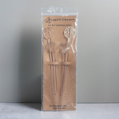 Cocktail Picks - Bend, Oregon Set of 4 - clear laser cut acrylic - by LeeMo Designs in Bend, Oregon