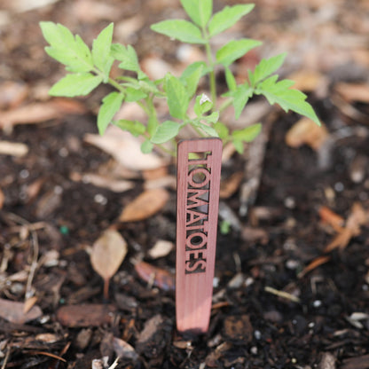 Vegetable Garden Marker Laser Cut Cedar Wood Tomatoes by LeeMo Designs in Bend, OR
