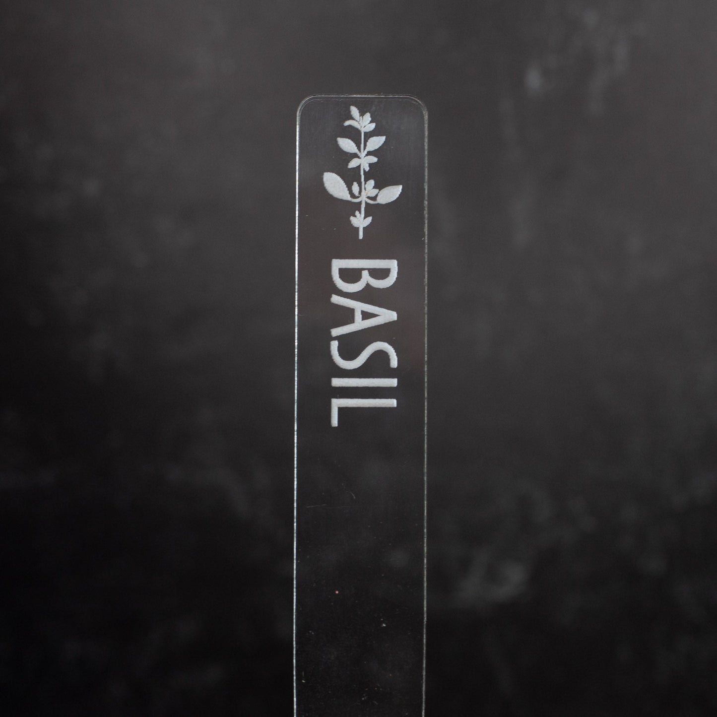 Herb Garden Marker Laser Cut Clear Acrylic Basil Image Icon by LeeMo Designs in Bend, OR