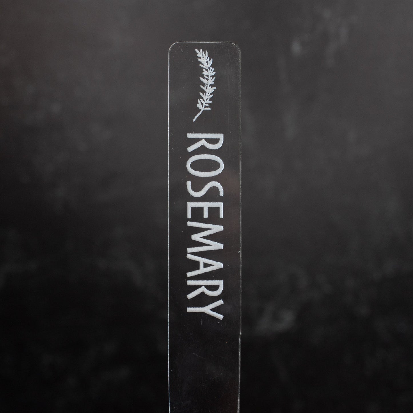 Herb Garden Marker Laser Cut Clear Acrylic Rosemary Image Icon by LeeMo Designs in Bend, OR