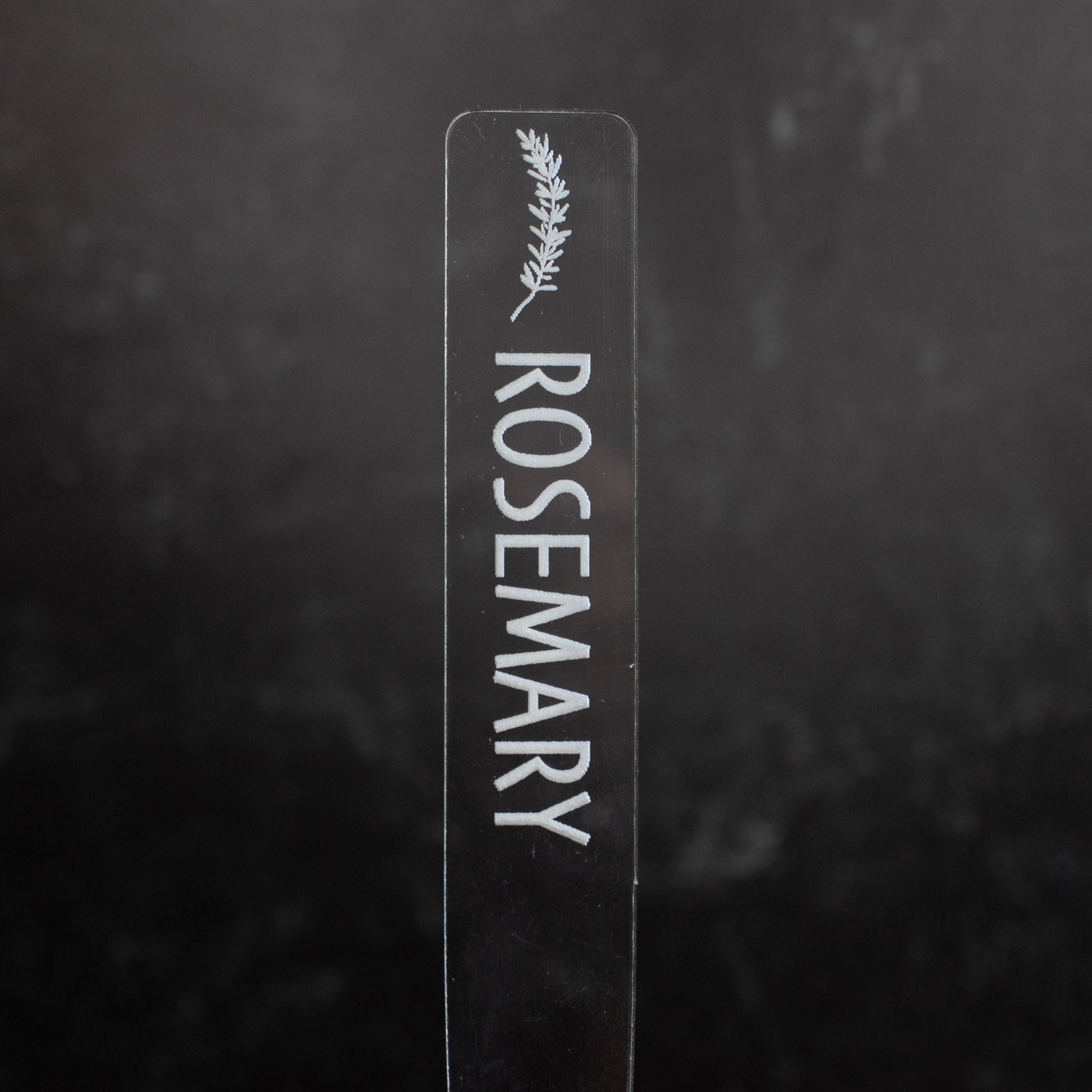 Herb Garden Marker Laser Cut Clear Acrylic Rosemary Image Icon by LeeMo Designs in Bend, OR