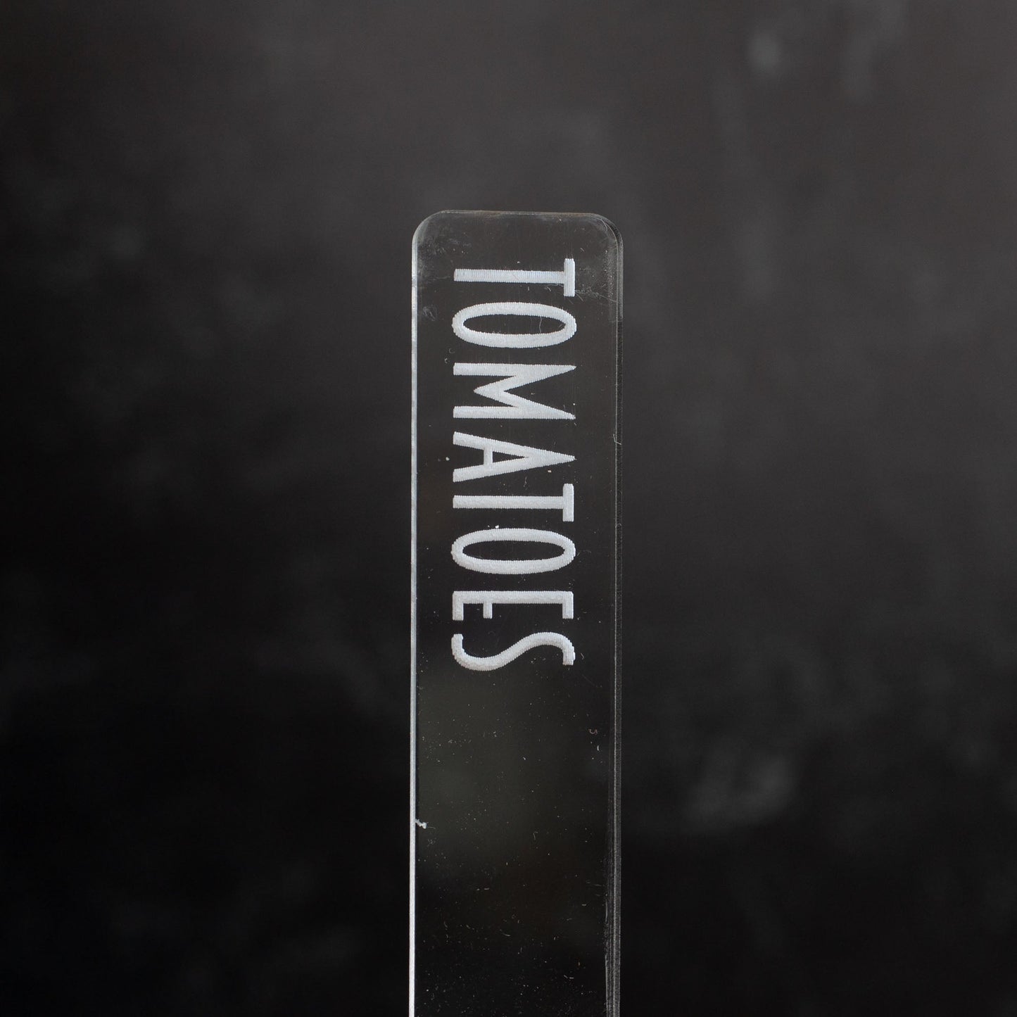 Herb Garden Marker Laser Cut Clear Acrylic Tomatoes Modern Font by LeeMo Designs in Bend, Oregon