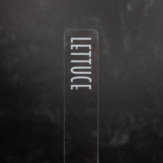 Herb Garden Marker Laser Cut Clear Acrylic Lettuce Modern Font by LeeMo Designs in Bend, Oregon