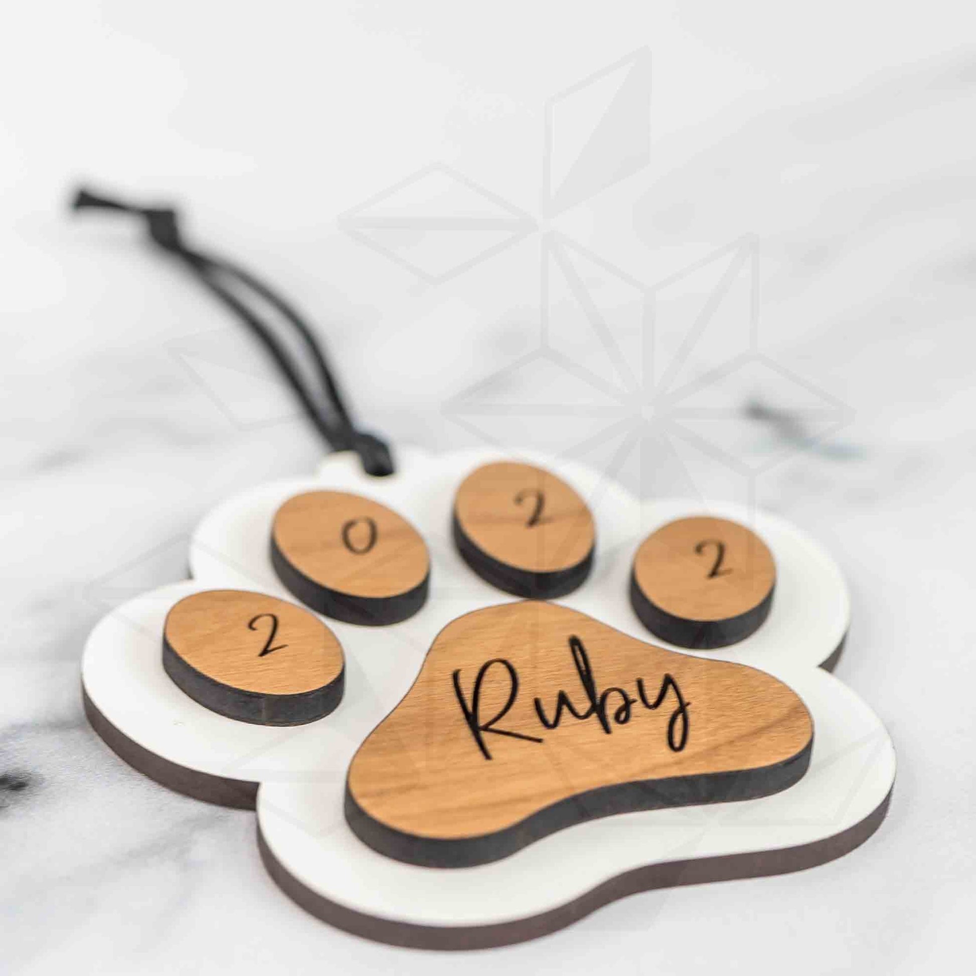 Custom Wood Ornaments: 3D Paw Print - LeeMo Designs