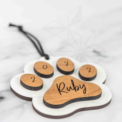 Custom Wood Ornaments: 3D Paw Print - LeeMo Designs