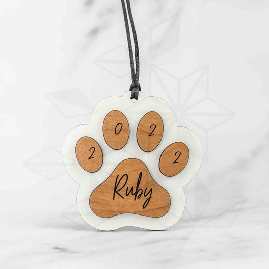Custom Wood Ornaments: 3D Paw Print - LeeMo Designs