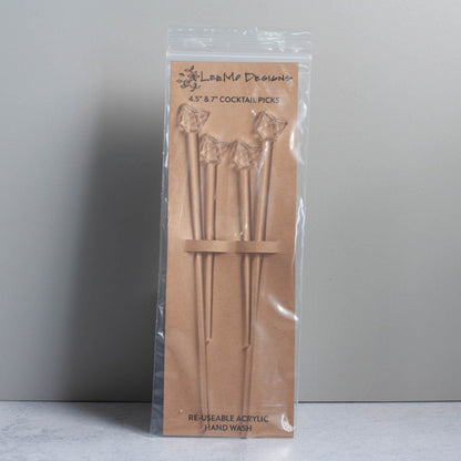 Cocktail Picks - Geometric Set of 4 - clear laser cut acrylic - by LeeMo Designs in Bend, Oregon