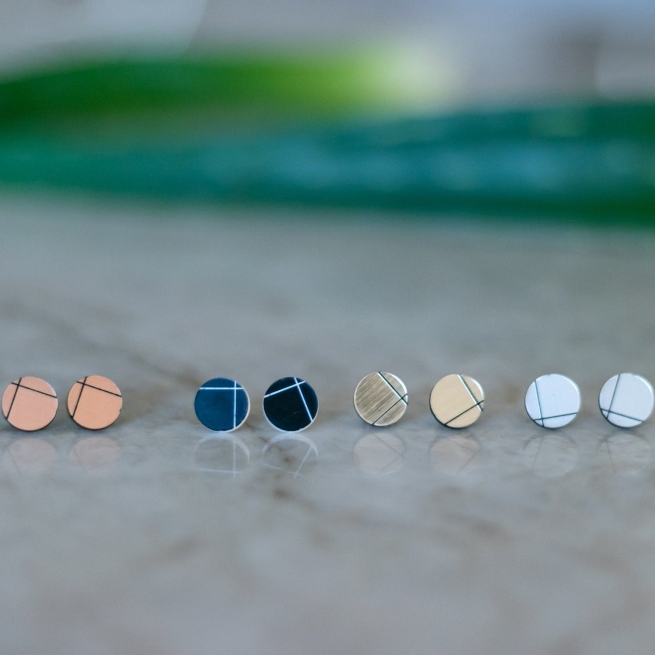 Laser Cut Geometric Earrings - Acrylic GeoStud Circles - by LeeMo Designs in Bend, Oregon