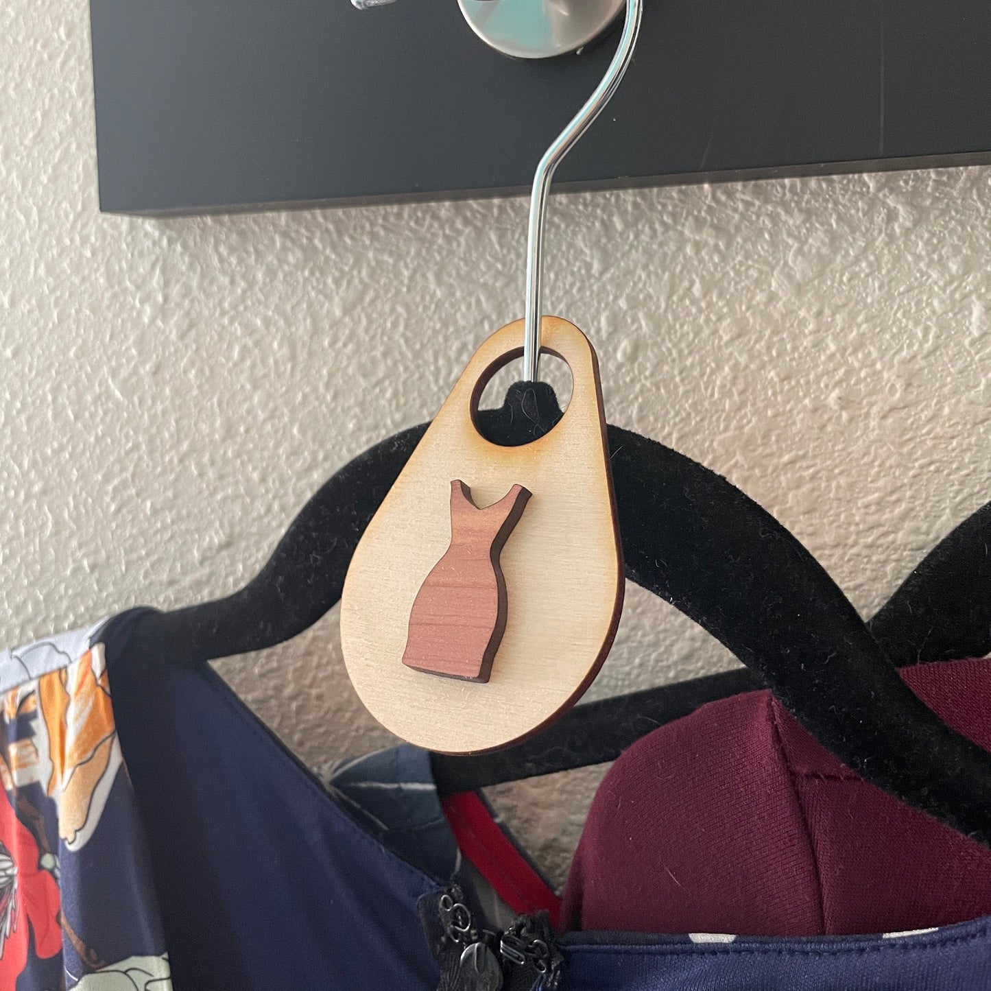 hanging closet organizers - dresses - birch plywood closet organizers by LeeMo Designs in Bend Oregon