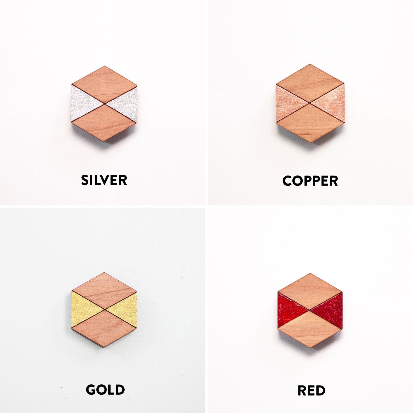 Decorative Refrigerator Magnets - Hexagonal cedar wood, hand painted by LeeMo Designs in Bend, Oregon