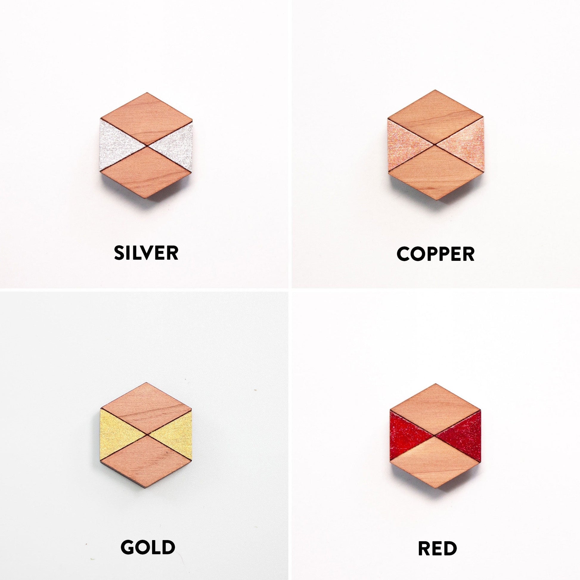 Decorative Refrigerator Magnets - Hexagonal cedar wood, hand painted by LeeMo Designs in Bend, Oregon