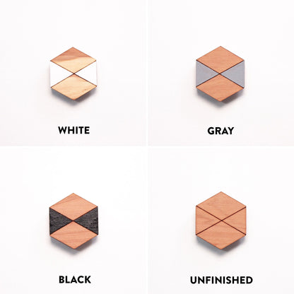 Decorative Refrigerator Magnets - Hexagonal cedar wood, hand painted by LeeMo Designs in Bend, Oregon