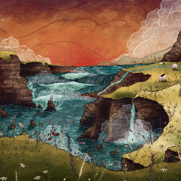 Origami Night Light: Ireland Coast By Artist Taylor Rose in collaboration with LeeMo Designs