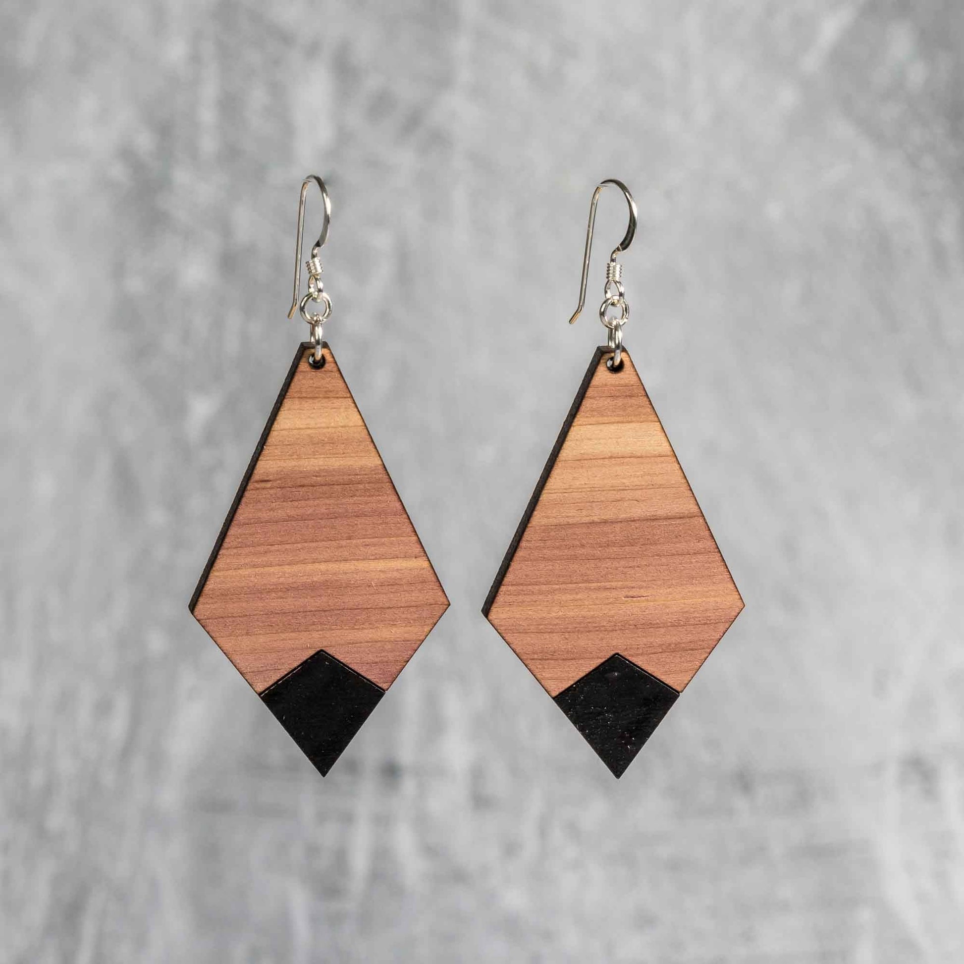 Cedar Wood Kite Earrings - wooden laser cut earrings - cedar wood with sterling silver findings - by LeeMo Designs in Bend, Oregon