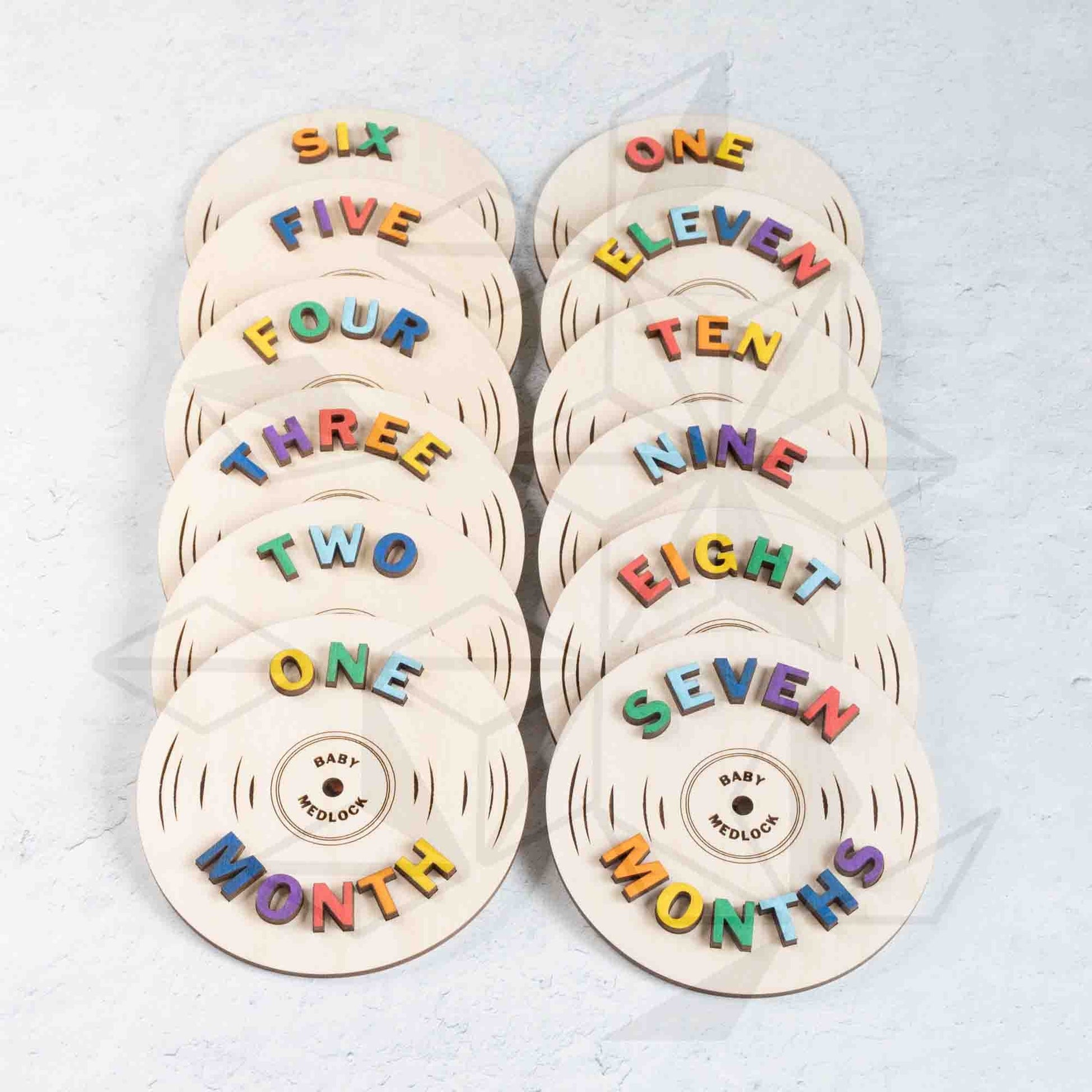 Monthly Milestone Markers - Rainbow Vinyl Records - LeeMo Designs