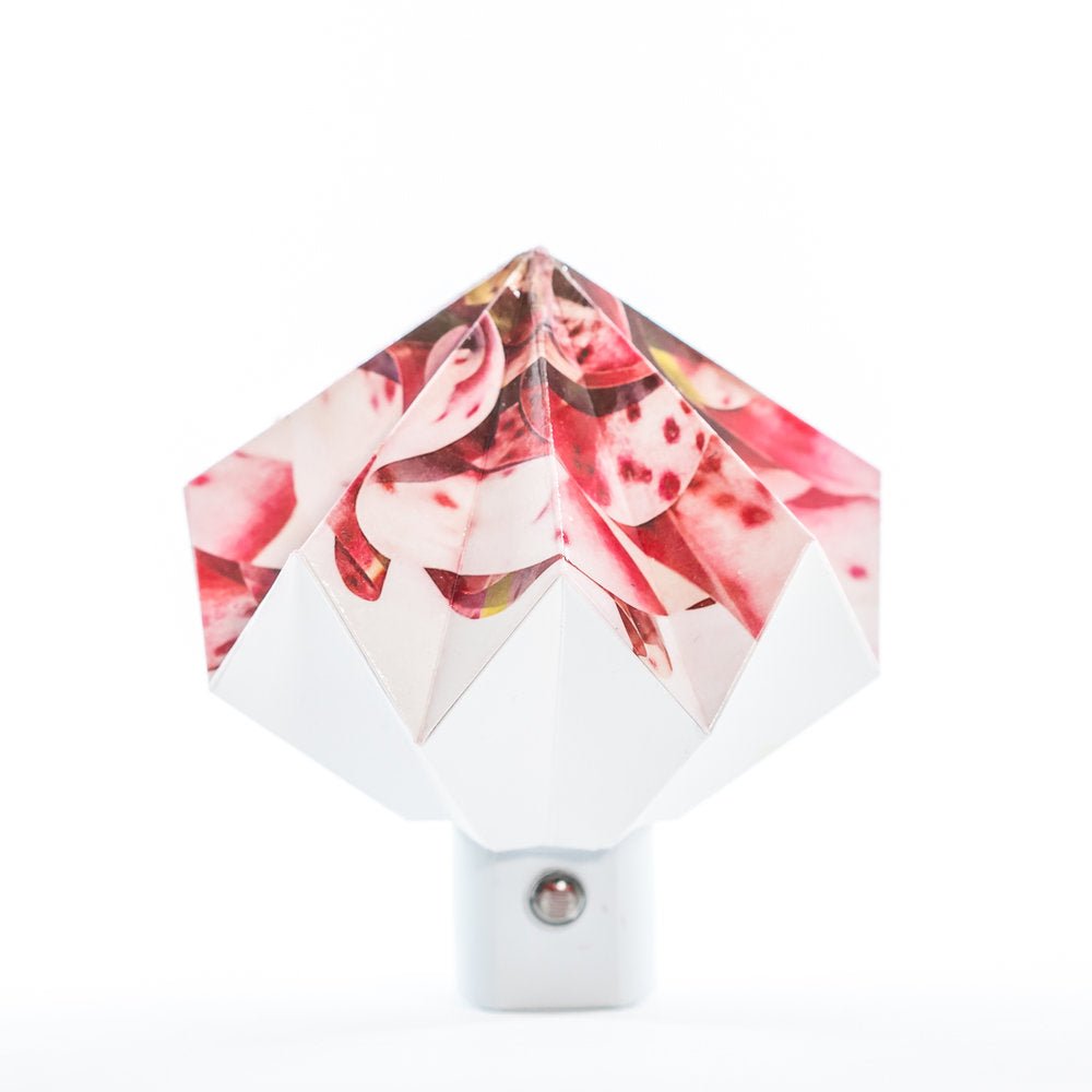 Origami Night Light: No Time To Look At A Flower By Artist Lisa Marie Sipe in collaboration with LeeMo Designs in Bend, Oregon