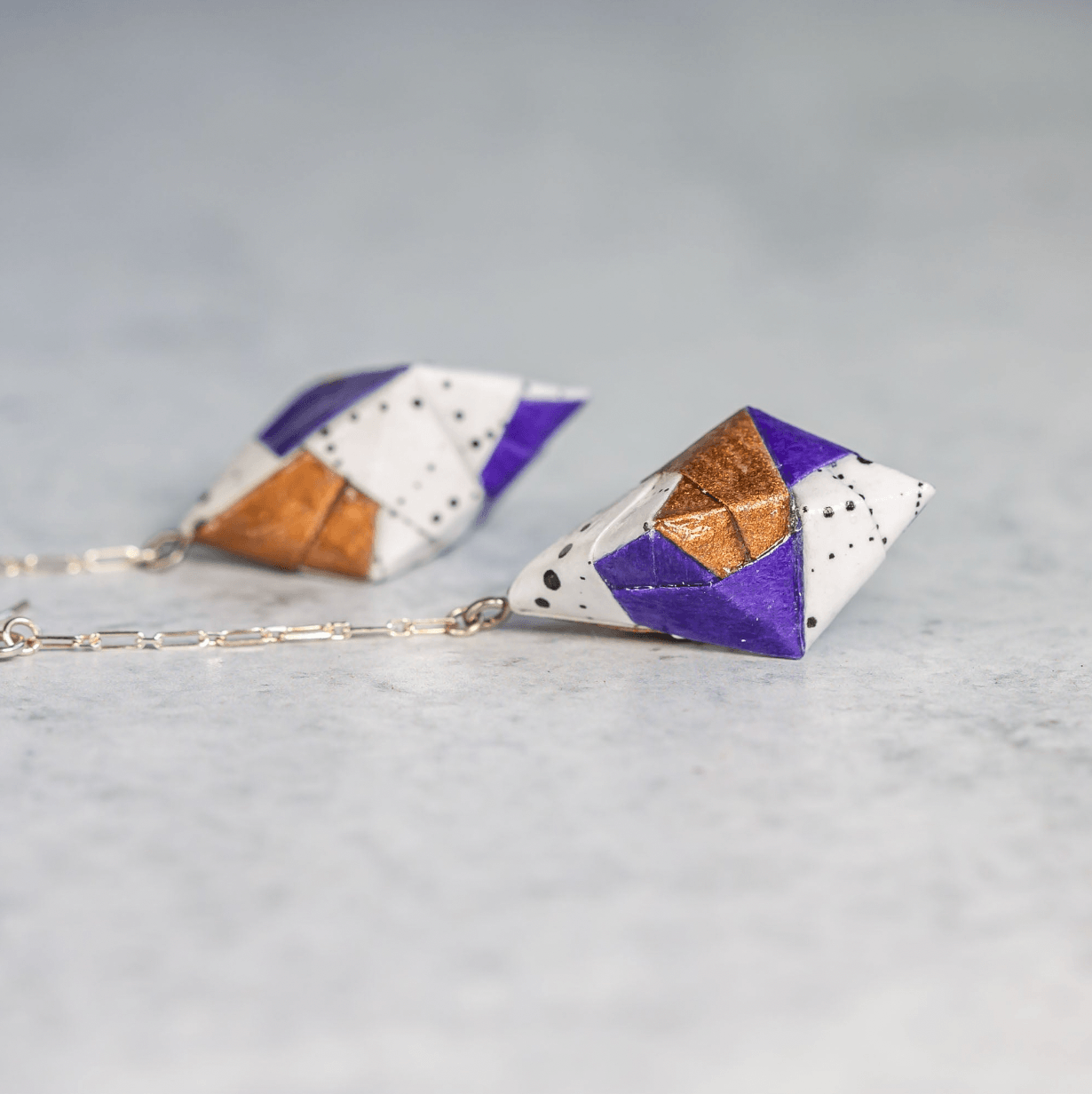Origami Diamond Paper Earrings - Circle Dot - LeeMo Designs