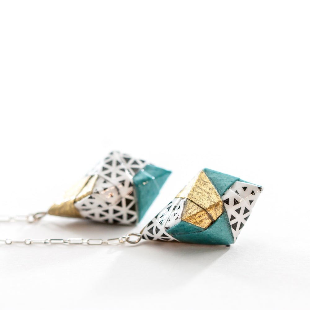 Origami Diamond Paper Earrings - Triangle Fade - LeeMo Designs