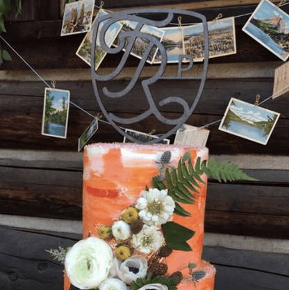 Personalized Laser Cut Cake Toppers by LeeMo Designs in Bend, Oregon | Custom Logo in Metallic Black